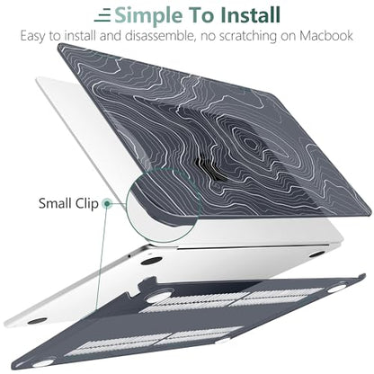for MacBook Air 13 Inch (13.6 Inch) Case, M5/M4/M3/M2 Chip 2026 2025 2024 2023 2022, Hard Plastic Printed Cover with Screen Protector & Keyboard Cover & Dust Plugs, Black Maps - color: Black Maps