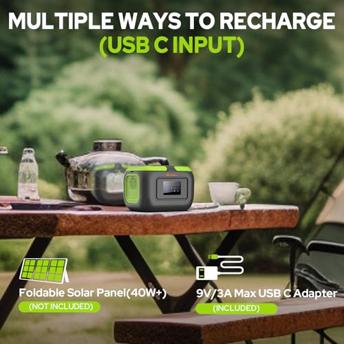 Solar Power Station with Panel, Portable Solar Power Bank with AC Outlet 120W Camping 110V Outlet Power Pack Fast Charging for Laptop Smart Devices RV VanLife Hiking Fishing Power Outage Backup
