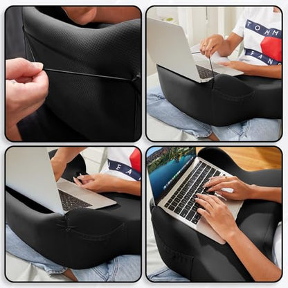cooloo8 Lap Desk, Reading Pillow, Laptop Pillow for Lap, Portlands Portable Desk Pad for Bed, Couch, Car (Black)