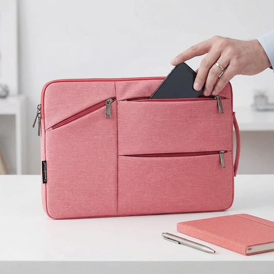 Laptop Case, Water-Resistant Laptop Sleeve Case with Pocket for MateBook, Briefcase Carrying Laptop Cover for 13"-14" - color: Pink