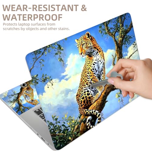 Universal Laptop Skin Sticker for 12/13/14/15.6 Inch Laptops, Reusable Vinyl Laptop Decal Cover, Waterproof Scratch Resistant Notebook Skin with 2 Wrist Pads,Leopard - color: Leopard
