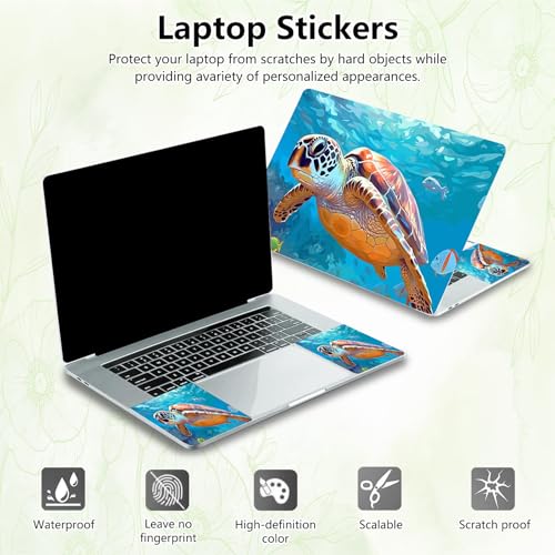 Laptop Skin Sticker Decal, Universal Reusable Vinyl Laptop Cover for 12" 13" 13.3" 14" 15" 15.4" 15.6" Notebook PC, Waterproof Scratch-Resistant with 2 Wrist Pads, Easy to Apply & Remove,Sea Turtle - color: Sea Turtle