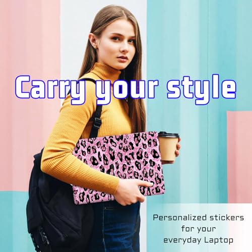 Universal Laptop Skin Sticker Decal, Compatible with MacBook HP Dell Lenovo 12"-15.6", Reusable Vinyl Notebook Cover 3PCS Set, High-Recognition Film-Pink Leopard Print - color: Pink Leopard print