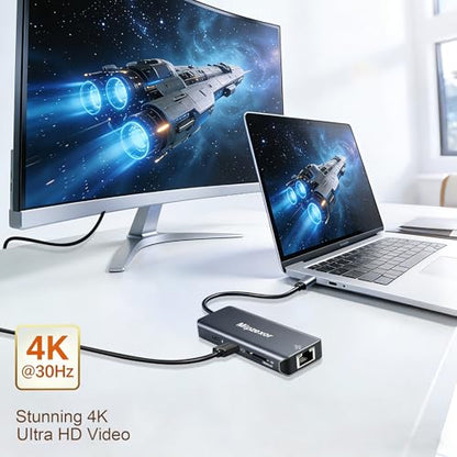 USBC Docking Station 8 in 1 USB C to hdmi gigabit ethernet Adapter 1Gbps Ethernet Hub 100W Power Delivery 3*USB 3.0 Ports SD/TF Card Reader Ethernet USB C Adapter for MacBook Pro/Air Dell XPS HP