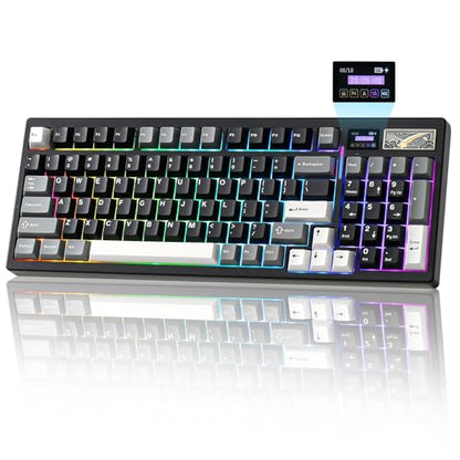 YUNZII IF99 96% Wireless Mechanical Keyboard (Black, Cocoa Cream V2) | QMK/VIA Keyboard with LCD Display,Custom Magnetic Badge,8000mAh Battery,Hot Swap Gasket,RGB,for Gaming/Mac/Win - color: Black, size: Cocoa Cream V2 Switch