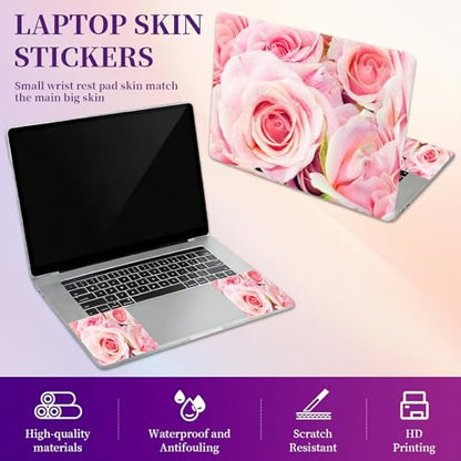 Laptop Skin Sticker Laptop Cover for 12" 13" 13.3" 14" Laptop Stickers,Reusable Skin Sticker Cover Personalized Art Waterproof & Scratch-Resistant Protector Case,Pink Rose - color: Pink Rose