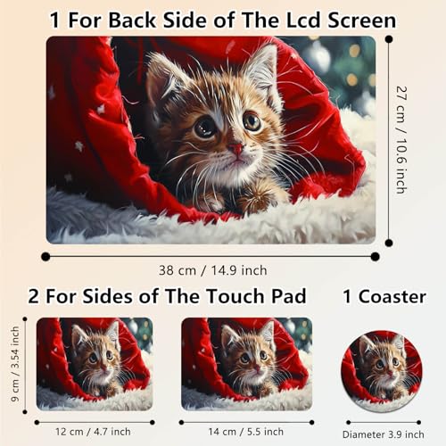 Laptop Skin Sticker Decal 15.6 Inch,12 13 13.3 14 15 15.6 in Laptop Netbook Skins for Notebook,Art Decal Removable Waterproof Scratch Resistant,Universal Vinyl Cover,Cute Cat Red - color: Cute Cat Red
