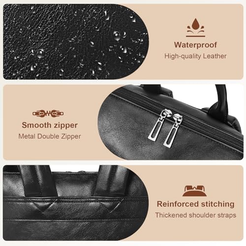 Laptop Backpack for Women 15.6 inch,Travel Leather Backpack Purse Nurse Teacher Carry on Backpack Computer Bag,Professional Water-Resistant College Business Work Casual Daypack,Black - color: Black01