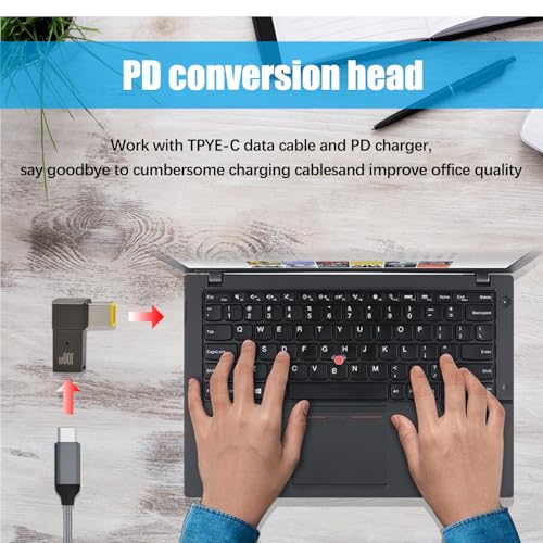2Pcs USB C to Slim Tip Adapter, 100W 5A Laptop Charging Cable Adapter | with USB C Female Input to Slim Tip Rectangle, Zinc Alloy PD Charge Converter for Lenovo Laptops