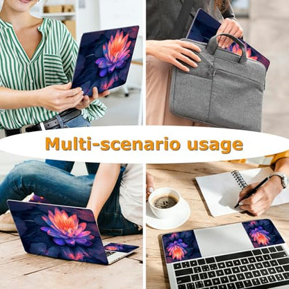 Universal Laptop Skin Sticker with 2 Wrist Pad Decals, 3-Piece Removable Vinyl Laptop Cover, Art Watercolor Lotus Waterproof Anti-Scratch, Easy-Trim Fit for 13.3" 14" 15.6" Laptops - color: Art Watercolor Lotus