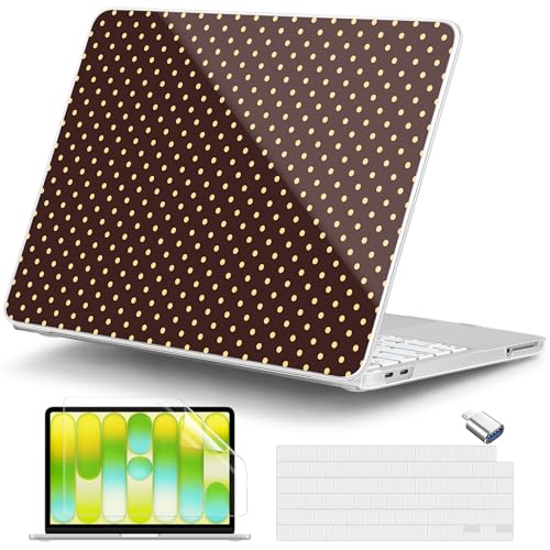 for MacBook Neo 13 Inch Case 2026 (Model A3404, A18 Pro chip), Stylish Pattern Protective Hard Shell with Screen Protector, Keyboard Cover & USB-C Adapter - Brown Polka Dots - color: Brown Polka Dots