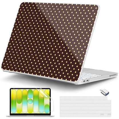 for MacBook Neo 13 Inch Case 2026 (Model A3404, A18 Pro chip), Stylish Pattern Protective Hard Shell with Screen Protector, Keyboard Cover & USB-C Adapter - Brown Polka Dots - color: Brown Polka Dots