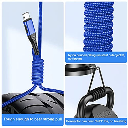 USB-C Charger, 16ft Fast Charging USB-C Cable, Compatible with iPhone 15 Pro/Plus/Max/Android - Blue - color: Blue, size: 16ft 1