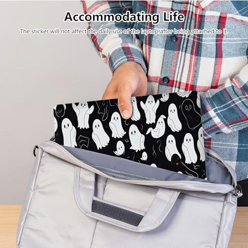 Universal Laptop Skin Sticker with 2 Wrist Pad Skins, Waterproof Scratch Resistant Vinyl Laptop Cover Decal, Cut to Fit for 11–15.6 Inch MacBook HP Dell Lenovo, Halloween Cute Ghost - color: Halloween Cute Ghost
