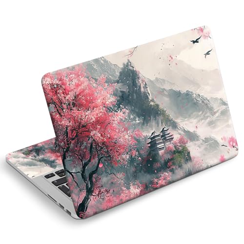 Universal Laptop Skin Sticker Decal, Compatible with MacBook HP Dell Lenovo 12"-15.6", Reusable Vinyl Notebook Cover 3PCS Set, High-Recognition Film- Pink-Japanses Sakura - color: Pink-Japanses Sakura