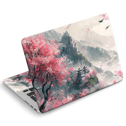 Universal Laptop Skin Sticker Decal, Compatible with MacBook HP Dell Lenovo 12"-15.6", Reusable Vinyl Notebook Cover 3PCS Set, High-Recognition Film- Pink-Japanses Sakura - color: Pink-Japanses Sakura