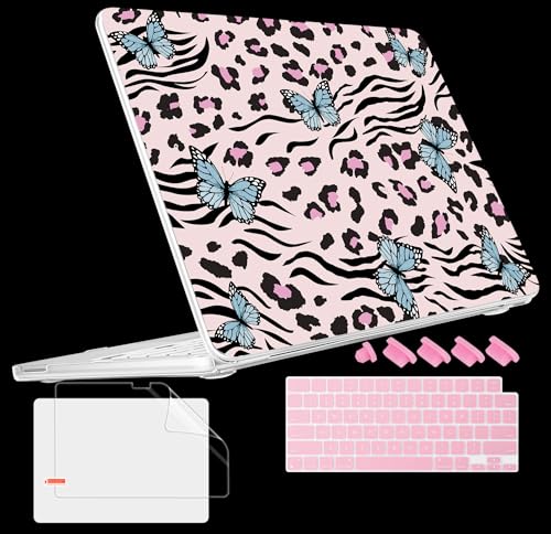 Tuiklol for 2026 MacBook Neo 13 Inch A18 Pro Chip Case, (Model A3404) Anti-Scratch Anti-Drop Slim Hard PC Shell Case with Shockproof Protective MacBook Neo Laptop Cover, Leopard Butterfly - color: Leopard butterfly