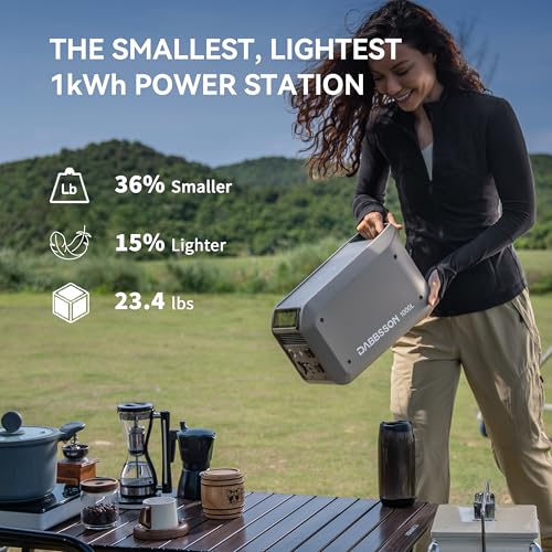 Dabbsson 1008Wh Solar Generator with 120W Solar Panel, Semi-Solid LiFePO4, 1200W AC Output,1600W Power-Boost, 1.2X Longer Runtime, 0-80% in 50 Min, 1000L Portable Power Station for Home/Camping/RV - style: 1000L+SP120W Solar Panel