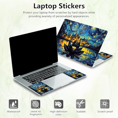 Laptop Skin Sticker Decal, Universal Reusable Vinyl Laptop Cover for 12" 13" 13.3" 14" 15" 15.4" 15.6" Notebook PC, Waterproof Scratch-Resistant with 2 Wrist Pads, Easy to Apply & Remove,Galaxy Lotus - color: Galaxy Lotus