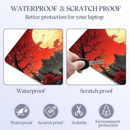 Universal Laptop Skin Sticker Decal,15.6 Inch Laptop Vinyl Cover for 13" 14" 15.6" Laptop,Scratch-Resistant Waterproof Protector Wrap,Reusable with Wrist Pads,Red Sun Mountains - color: Red Sun Mountains