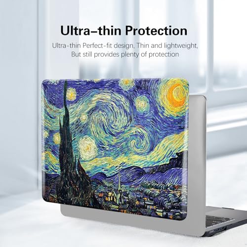 Funut Compatible with MacBook Air 13 inch Case 2021 2020 2019 2018 Model A2337 M1 A2179 A1932 Plastic Hard Shell Case Protective Cover for MacBook Air 13 with Touch ID, Van Gogh Starry Sky - color: 01 Starry Night, size: Mac Air 13" 2018-2022(A1932/A2179/