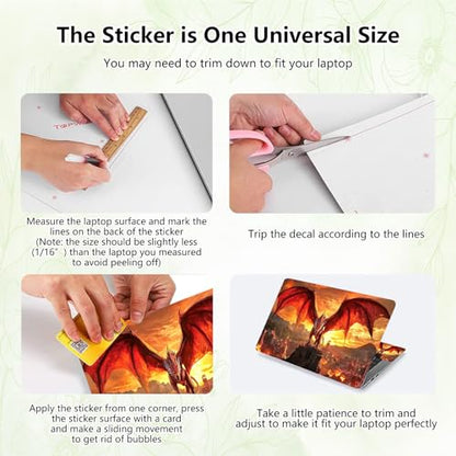 Laptop Skin Sticker Decal, Universal Reusable Vinyl Laptop Cover for 12" 13" 13.3" 14" 15" 15.4" 15.6" Notebook PC, Waterproof Scratch-Resistant with 2 Wrist Pads, Easy to Apply & Remove,B Dragon - color: B Dragon