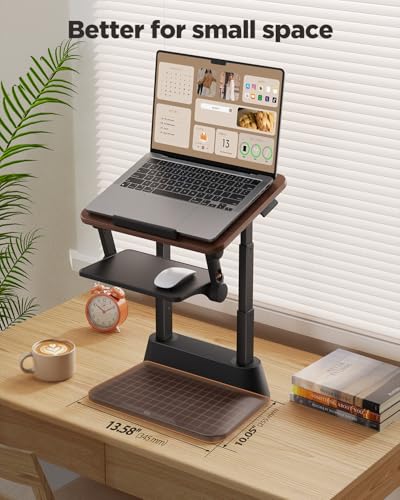SAIJI Laptop Stand for Desk, Stable Standing Laptop Riser with Foldable Mouse Pad, Standing Computer Stand with 4 Adjustable Height Up to 20.47", Tall Stand Fit All Laptops Under 17.3"