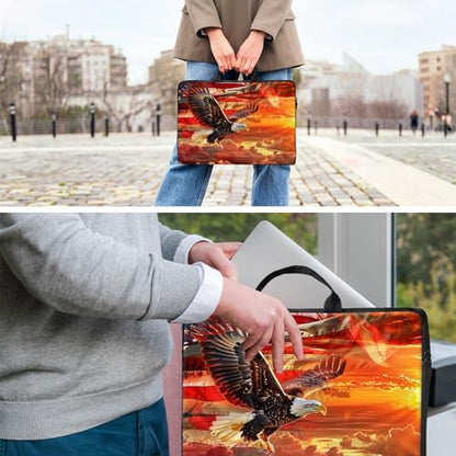 Laptop Bag,14 15 15.6 inch Laptop Case Sleeve,Computer Sleeve with Handle for Women Men,Carrying Case for MacBook,Dell,Lenovo,Notebook Computer,Eagle Flag Sunset - color: Eagle Flag Sunset