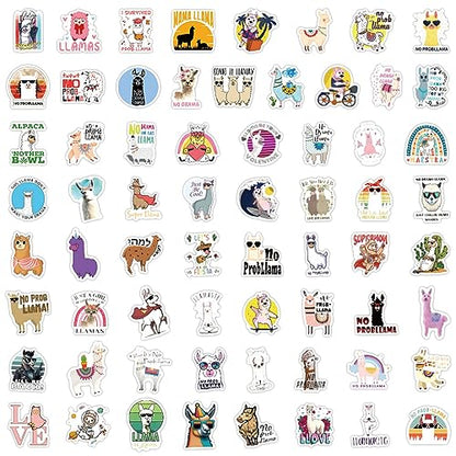 60pcs Funny Llama Stickers, Cute Animal Alpaca Decals Llama Theme Laptop Sticker Waterproof Vinyl Bottles Stickers for Computer Phone Motorcycle Mexican Camel Theme Party（Alpaca） - color: Alpaca