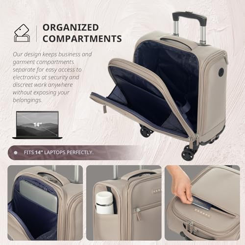 Verage Underseat Carry On Luggage with Wheels, 14.5-Inch Spinner Small Suitcase, Softside Lightweight Travel Bag for Men and Women, Airplane Carry On Bag, Pebble Gary - color: Pebble Grey, size: Basic Underseat