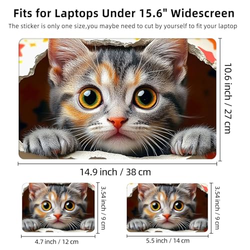 Aesthetic Laptop Skin Cover,12-15.6 Inch Universal Vinyl Sticker Decal,Waterproof Scratch-Resistant Notebook Wrap,Removable Residue-Free Protector,Cute Kitten Stars - color: Cute Kitten Stars