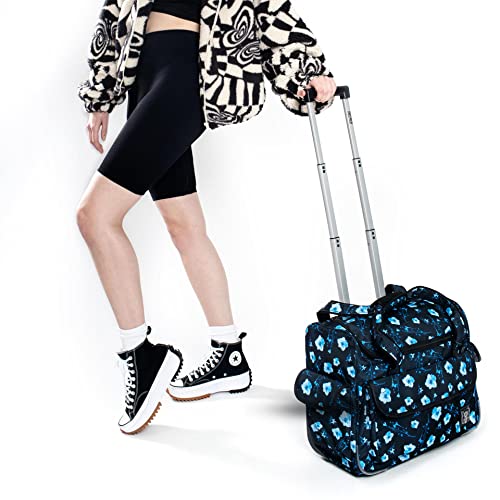 J World Donna Rolling Tote Bag on Wheels for Women. Roller Laptop Briefcase. Overnight Weekender Teachers Work, Mint Leopard - color: Mint Leopard