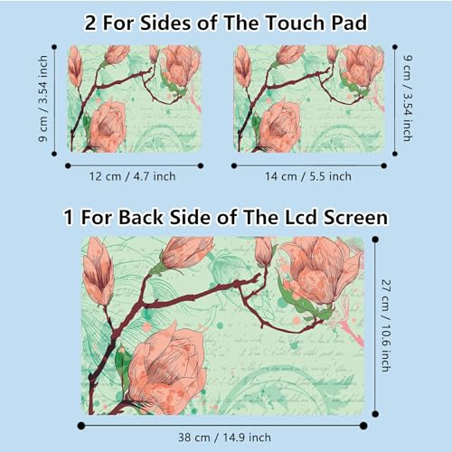 Universal Laptop Skin Sticker with 2 Wrist Pad Skins, Waterproof Scratch Resistant Vinyl Laptop Cover Decal, Cut to Fit for 11–15.6 Inch MacBook HP Dell Lenovo, Magnolia - color: Magnolia