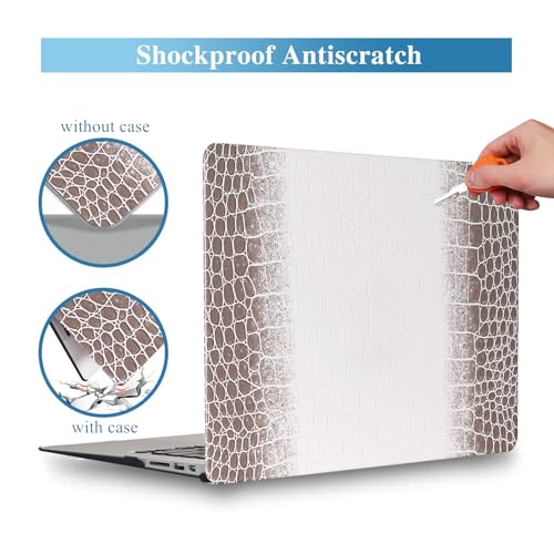 Crocodile Case for MacBook Air 13 Inch 2021 2020 2019 2018 M1 A2337 A2179 A1932, MacBook Air M1 Case, Aligator Skin Snakeskin PU Leather Hardshell & Keyboard Cover for Mac Air 13.3, Brown White - color: ## Brown White Crocodile