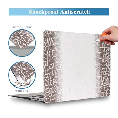 Crocodile Case for MacBook Air 13 Inch 2021 2020 2019 2018 M1 A2337 A2179 A1932, MacBook Air M1 Case, Aligator Skin Snakeskin PU Leather Hardshell & Keyboard Cover for Mac Air 13.3, Brown White - color: ## Brown White Crocodile