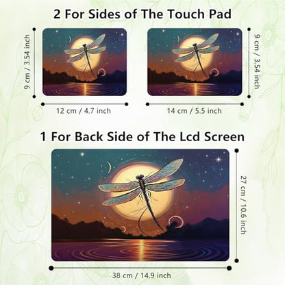 Laptop Skin Sticker Decal, Universal Reusable Vinyl Laptop Cover for 12" 13" 13.3" 14" 15" 15.4" 15.6" Notebook PC, Reusable Waterproof Scratch-Resistant with 2 Wrist Pads,Dragonfly Moon - color: Dragonfly Moon