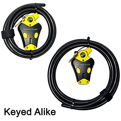 Master Lock - Two Python Adjustable Cable Locks Keyed Alike, 1-6ft, 1-12ft, #8413KACBL-6-12 - size: 1-6 ft, 1-12 ft