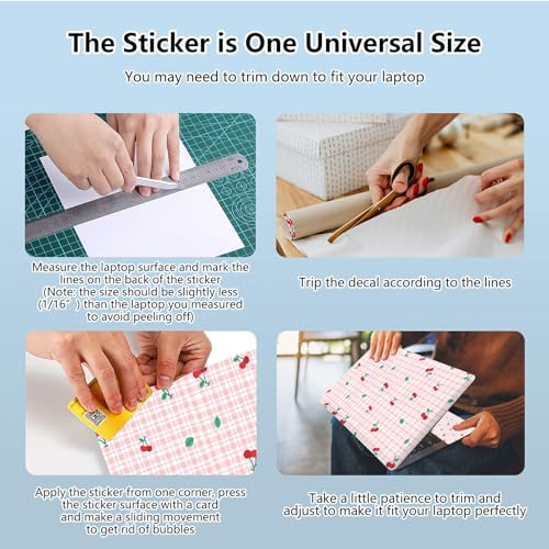 Universal Laptop Skin Sticker with 2 Wrist Pad Skins, Waterproof Scratch Resistant Vinyl Laptop Cover Decal, Cut to Fit for 11–15.6 Inch MacBook HP Dell Lenovo, Cherry Checks - color: Cherry Checks
