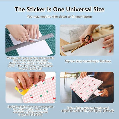 Universal Laptop Skin Sticker with 2 Wrist Pad Skins, Waterproof Scratch Resistant Vinyl Laptop Cover Decal, Cut to Fit for 11–15.6 Inch MacBook HP Dell Lenovo, Cherry Checks - color: Cherry Checks