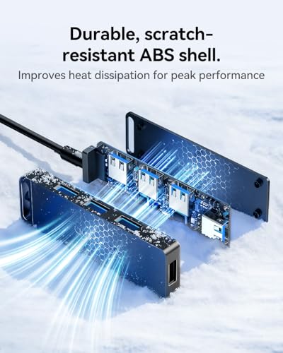 VENTION USB 3.0 Hub for Laptop- Multi USB Port Splitter, Ultra-Slim USB Extender Adapter, 4 Ports Fast Data Transfer for Laptop, MacBook, Printer, PS4, PC, Flash Drive, HDD, Wireless Mouse/Keyboard - size: 0.5FT, style: USB 3.0 5Gbps