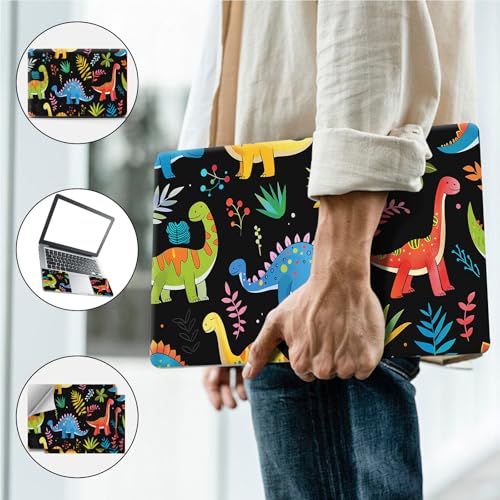 Universal Laptop Skin, DIY Cut-to-Fit Vinyl Cover Compatible with HP, Dell, Lenovo, Mac (13.3" to 15.6"), Anti-Scratch, No Residue & Bubble-Free Protective Decal Sticker, Cute Dinosaur Pattern - color: Cute Dinosaur Pattern