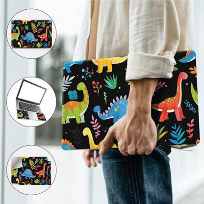Universal Laptop Skin, DIY Cut-to-Fit Vinyl Cover Compatible with HP, Dell, Lenovo, Mac (13.3" to 15.6"), Anti-Scratch, No Residue & Bubble-Free Protective Decal Sticker, Cute Dinosaur Pattern - color: Cute Dinosaur Pattern
