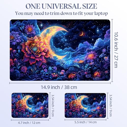 Universal Laptop Skin Sticker Decal,15.6 Inch Laptop Vinyl Cover for 13" 14" 15.6" Laptop,Scratch-Resistant Waterproof Protector Wrap,Reusable with Wrist Pads,Lunar Blossom Nightscape - color: Lunar Blossom Nightscape