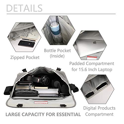 OIWAS 14" Laptop Messenger Bag for Men, Water-Resistant Crossbody Bag, Grey | Water-repellent polyester; thick padded laptop compartment; large capacity crossbody shoulder bag for work, travel & daily - color: 14 Inch-grey