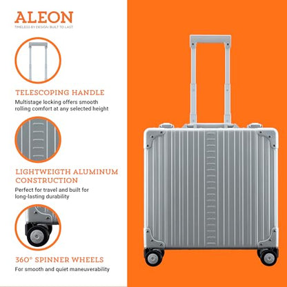 All Aluminum Lightweight 17" Deluxe Rolling Laptop Catalog Case for Men and Women | Vertical Opening Carry-On Bag with TSA Locks and Aircraft-Grade Aluminum Frame - Optimal Travel Companion (Platinum) - color: Platinum