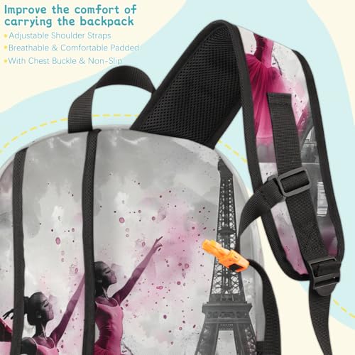 Paris Eiffel Tower Laptop Backpack for Women Men, 18.3 Inch Travel Work Backpacks, Pink Waterproof Computer Casual Daypack Nurse Teacher Bags - color: Multicolor 17