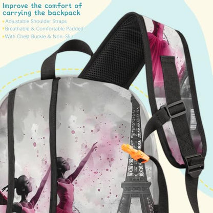 Paris Eiffel Tower Laptop Backpack for Women Men, 18.3 Inch Travel Work Backpacks, Pink Waterproof Computer Casual Daypack Nurse Teacher Bags - color: Multicolor 17