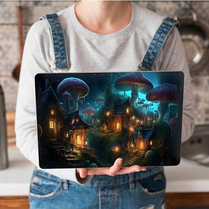 Universal Laptop Skin Sticker with 2 Wrist Pad Skins, Waterproof Scratch Resistant Vinyl Laptop Cover Decal, Cut to Fit for 11–15.6 Inch MacBook HP Dell Lenovo, Giant Mushroom House - color: Giant Mushroom House