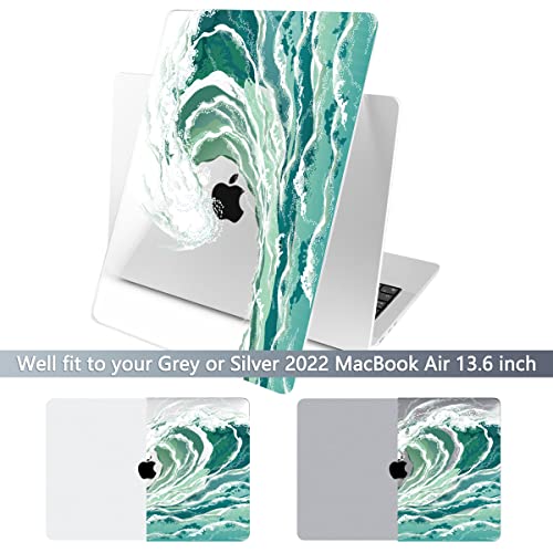 Batianda AstroGrid Case for MacBook Air 13.6" M2-M5 Chip, Aqua Wave | 4-in-1 set with aqua ocean wave design, lightweight slim hard shell protection for beach lovers, surfers and students - color: Waves
