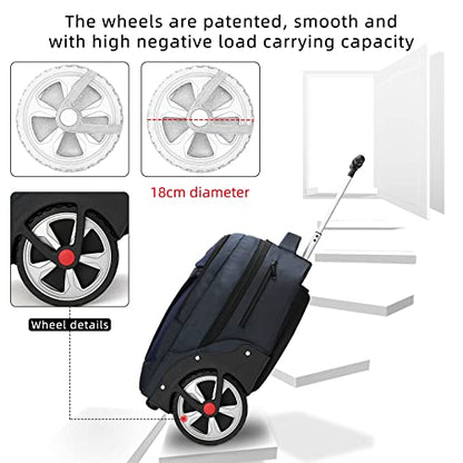 Rolling Backpack, Waterproof Backpack with Wheels for Business, Travel Commuter, Carry on Backpack with Laptop Compartment, Fit 15.6 Inch Laptop, Wheeled Backpack for Adults Women Men (Blue, 20inch) - color: Blue